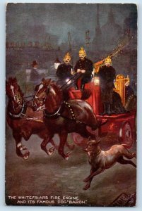 Postcard Whitefriars Fire Engine Dog Baron c1910 Antique Oilette Tuck Art