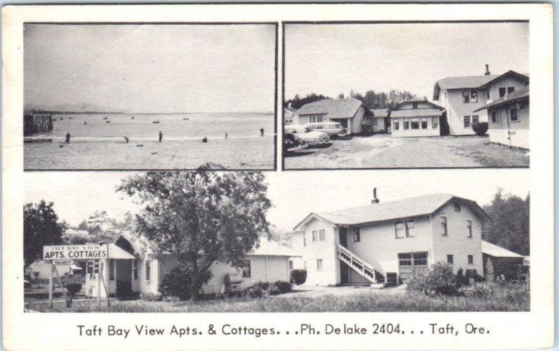 TAFT (Lincoln City) OR ~  Roadside BAY VIEW APARTMENTS & Cottages 1956 Postcard*