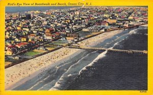 Bird's Eye View of Boardwalk and Beach in Ocean City, New Jersey