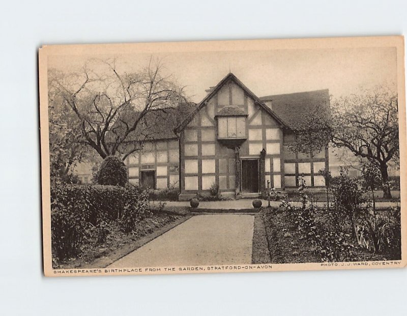 Postcard Shakespeares Birthplace From The Garden Stratford On Avon England