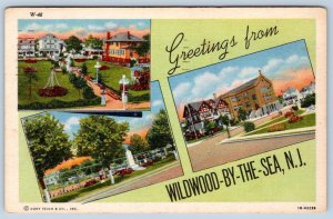 1960 GREETINGS FROM WILDWOOD BY THE SEA NJ CURT TEICH VINTAGE LINEN POSTCARD