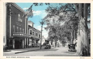 Wareham Massachusetts Main Street Warr Theatre Vintage Postcard AA29437