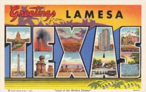 Texas Greetings From Lamesa Large Letter Linen Curteich