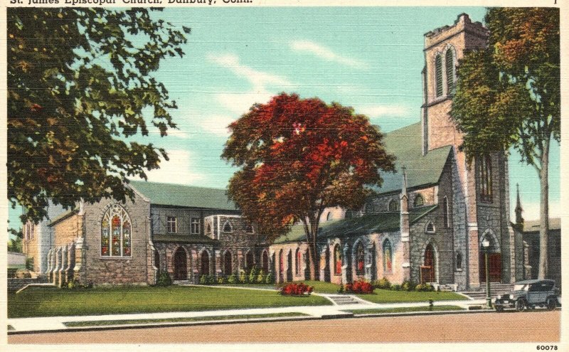Vintage Postcard 1930's James Episcopal Church Danbury, Connecticut Ruben Pub.