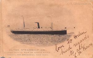 Clyde Steamship Co, SS Algonquin Ship 1907 small paper chips left bottom edge