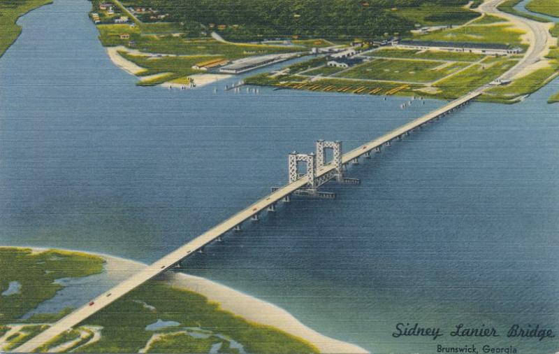 Sidney Lanier Bridge - Brunswick GA, Georgia 35 cent Toll - Linen