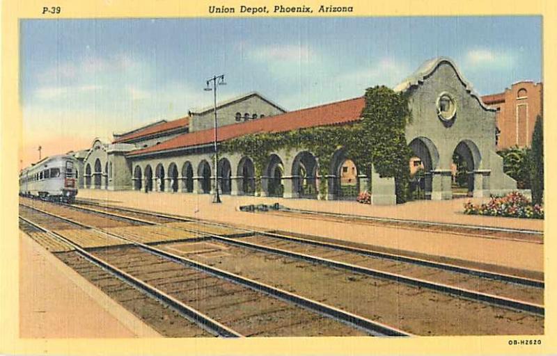 Union Depot Phoenix Arizona Linen Postcard