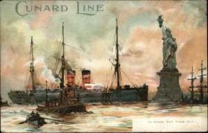 Cunard Line New York City NYC Statue of Liberty Steamer Steamship c1910 PC