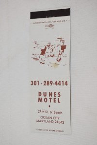 Dunes Motel Ocean City Maryland 20 Front Strike Matchbook Cover