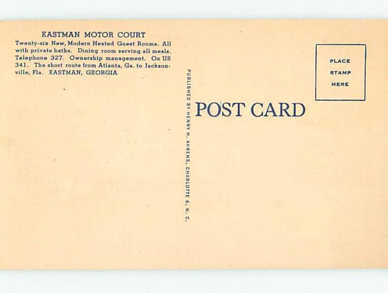 Unused Linen EASTMAN MOTOR COURT MOTEL Eastman Georgia GA M5959