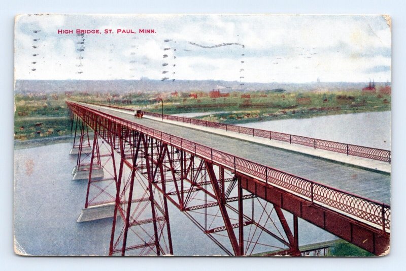 View Across High Bridge Span St Paul Minnesota MN 1909 DB Postcard Q6