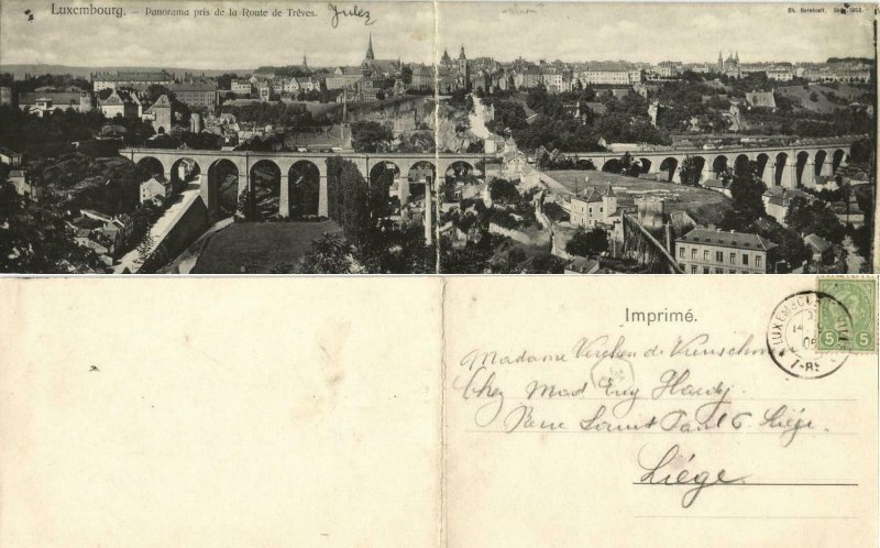 luxemburg, LUXEMBOURG, Double Panorama Postcard (1905)