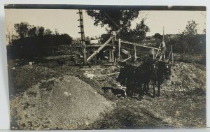 Rppc Occupational Lineman Installing Pole Real Photo Postcard O18