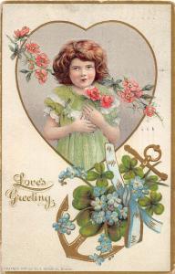 E36/ Valentine's Day Love Holiday Postcard 1908 Robbins Buffalo NY Girl 16