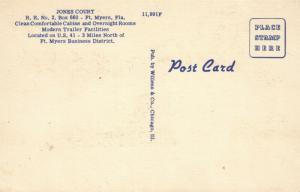 FORT MYERS FL JONES COURT TRAILER PARK VINTAGE POSTCARD