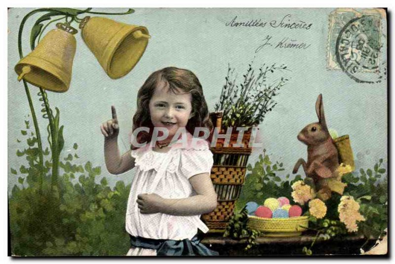 Postcard Rabbit Old Child