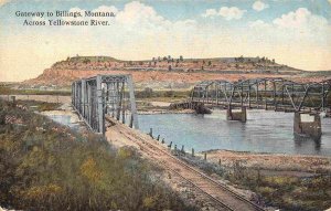 Railroad & Road Bridges Yellowstone River Gateway Billings Montana postcard