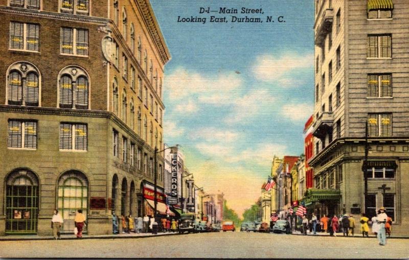 North Carolina Durham Main Street Looking East 1949 Curteich