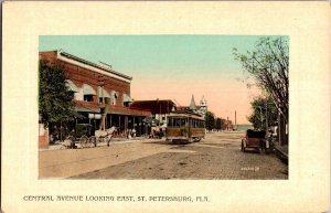 Central Avenue Looking East, St. Petersburg FL Vintage Postcard P42