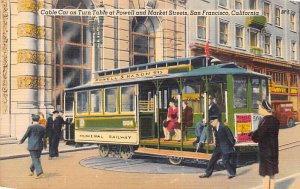 Postcard Cable Car On Turn Table At Powell and Market Streets San Francisco