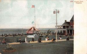 Ocean View Virginia water front scene people pavilion antique pc Z17119