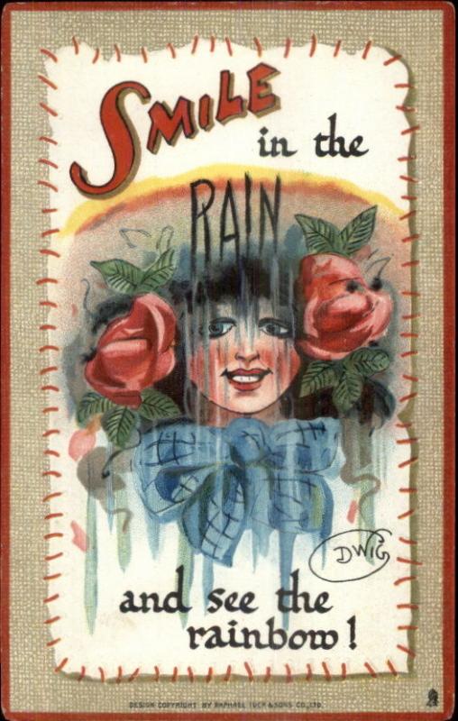 DWIG Smile Series - Beautiful Woman in Rain c1910 TUCK Postcard