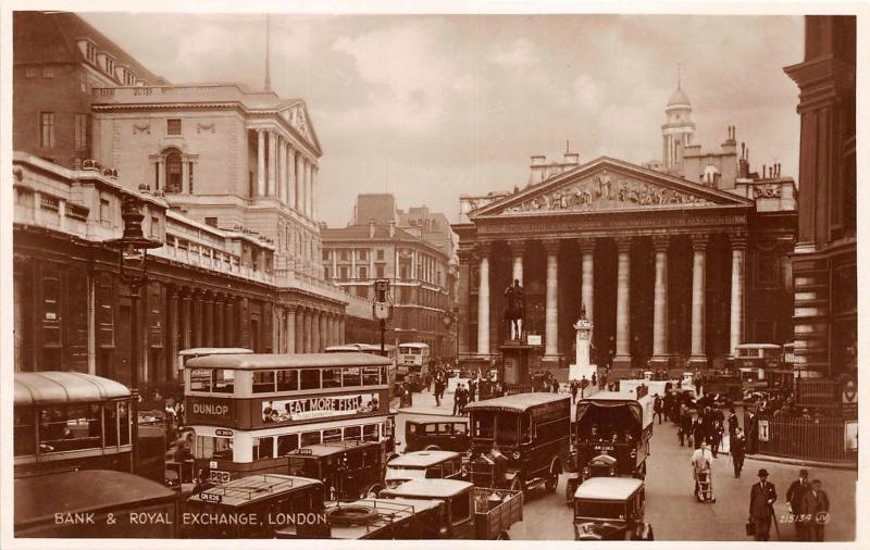 B85848 bank and royal exchange double decker bus car   london uk