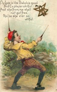 c1910 Love's Diablo Spool Boy Playing Raphael Tuck Vintage Postcard P118