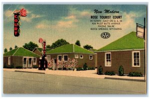 c1940 New Modern Rose Tourist Court Butte Rock Springs Wyoming Vintage Postcard