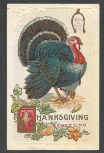 POST CARD THANKSGIVING GREETING W/TURKEY EMBOSSED POSTED