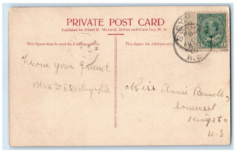 c1910 Lover's Lane & Wentworth Creek Sydney Nova Scotia Canada Antique Postcard