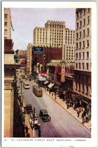 VINTAGE POSTCARD AERIAL VIEW OF ST. CATHERINE'S STREET WEST MONTREAL CANADA 1920