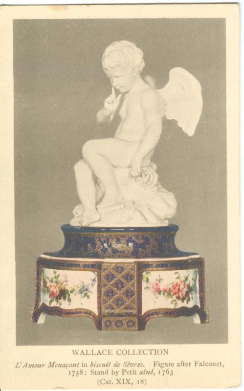 L'Amour Menacant in biscuit de Sevres. Figure after Falconet