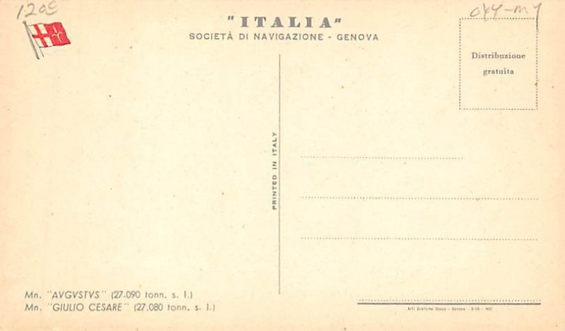 Augustus Italian Line Ship 