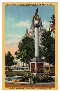 Vintage Sea Gull Monument, Temple Block, Salt Lake City, UT Postcard
