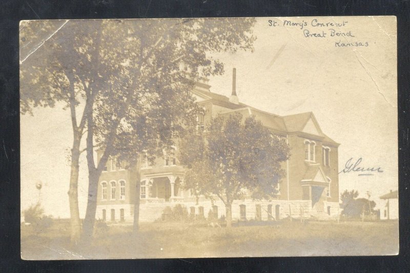 RPPC GREAT BEND KANSAS ST. MARY'S CONVENT VINTAGE REAL PHOTO POSTCARD