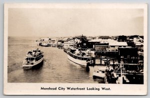 Morehead City NC Waterfront Looking West RPPC Real Photo Postcard V29