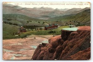 c1910 YELLOWSTONE NATIONAL PARK WY MOUND TERRACE HAND TINT EARLY POSTCARD P1864