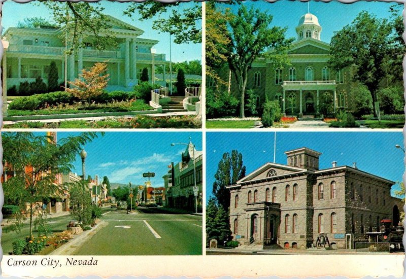 Carson City NV Nevada STREET SCENE~GOVERNOR'S MANSION~STATE CAPITOL 4X6 Postcard