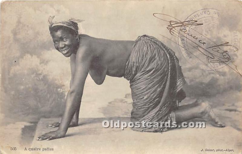 A Quatre Pattes African Nude Writing on back 