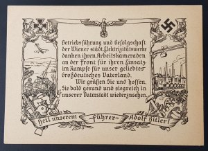GERMANY THIRD 3rd REICH ORIGINAL  PROPAGANDA CARD A NATION SAYS THANKS