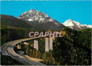 Modern Postcard Autobahn Brenner Europabr�cke Serles und gegen Habicht Tirol