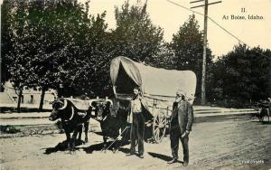 C-1910 Ezra Meeker Covered Wagon Boise Idaho postcard 5658 