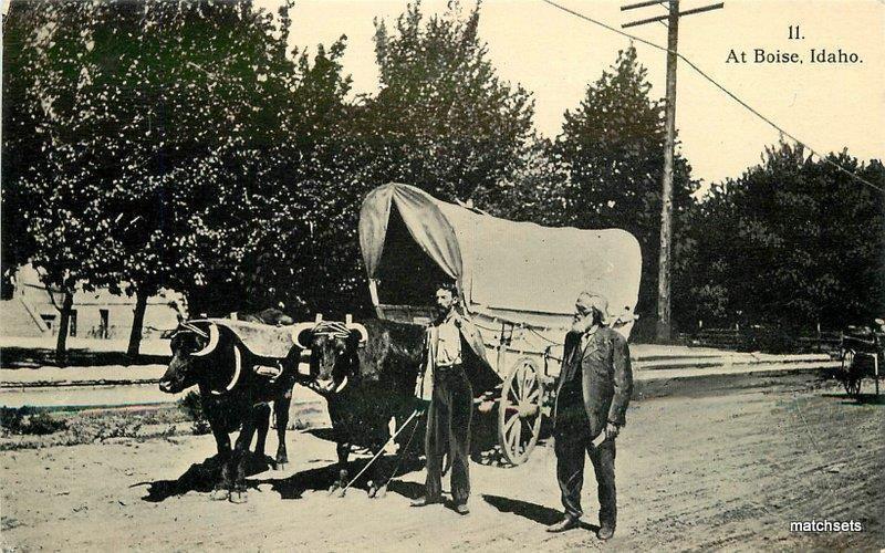 C-1910 Ezra Meeker Covered Wagon Boise Idaho postcard 5658 