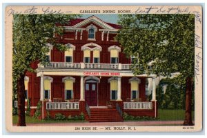 1964 Carslake's Dining Room High Street Mt. Holly New Jersey NJ Vintage Postcard