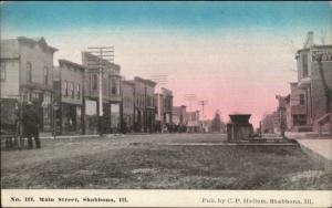 Shabbona IL Main St. c1910 Postcard