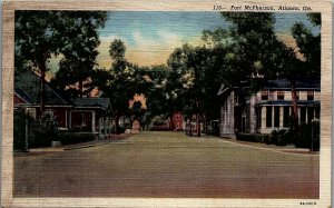 1943 WWII ATLANTA GA FORT McPHERSON FROM SOLDIER HOME LINEN POSTCARD 34-230