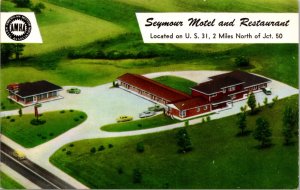 Postcard Seymour Motel and Restaurant on U.S. 31 in Seymour, Indiana