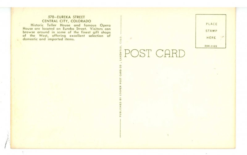 CO - Central City. Eureka Street ca 1958