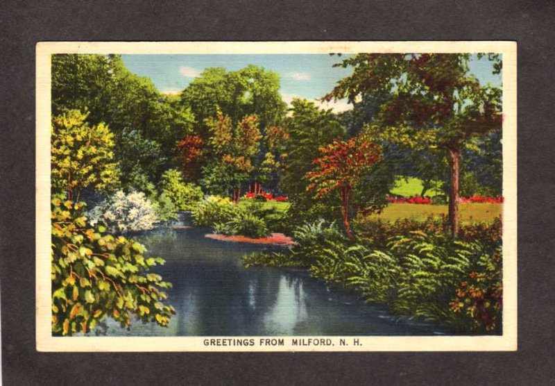 NH Greetings From Milford New Hampshire Linen Postcard